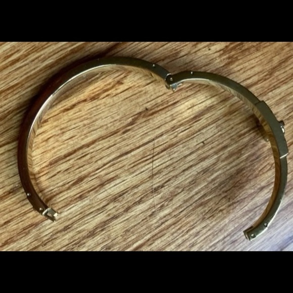 Michael Kors crystal and pave gold toned hinged padlock bracelet - Picture 5 of 10